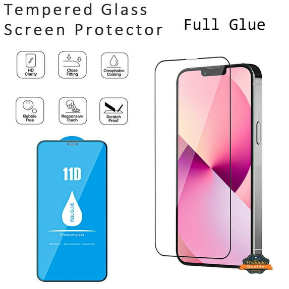 For Apple iPhone 13 Pro Max (6.7") Screen Protector Full Glue High Grade Tempered Glass Clear Transparent Curved Screen Full Coverage High Response Cover