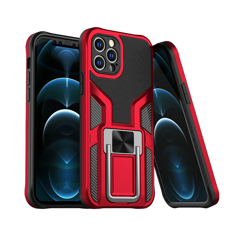 For Apple iPhone 13 Pro Max (6.7) Shockproof [Military-Grade] with Metal  Magnetic Kickstand, Hybrid Rugged TPU Armor Cover ,Xpm Phone Case [ Red ] 