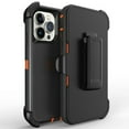thumbnail image 1 of For Apple iPhone 13 Pro Max 6.7 inch Heavy Duty Defender Armor Hybrid Case Cover With Clip Black/Orange, 1 of 3