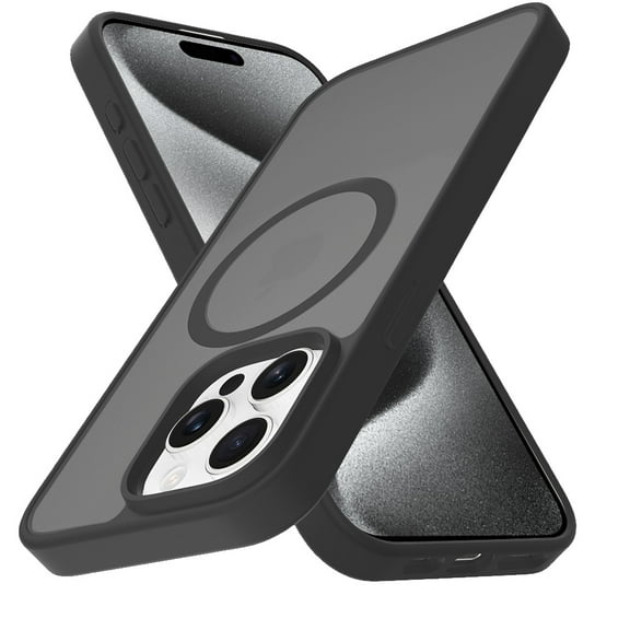 For Apple iPhone 13 Pro Max Case, MagSafe Compatible Case Hybrid Soft TPU Bumper Hard Translucent Matte Back Slim Shockproof Phone Cover (Black)