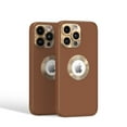 thumbnail image 1 of For Apple iPhone 13 Pro Max PU UV Leather Design Hybrid with Chrome Circle PC Hard Shockproof Bumper Full Body Protective Cover ,Xpm Phone Case [ Brown / Gold ], 1 of 4