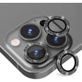 thumbnail image 1 of For Apple iPhone 13 Pro / iPhone 13 Pro Max Bling Bling Ring Crystal Tempered Glass Camera Len Protector Cover Black, 1 of 4