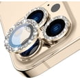 thumbnail image 1 of For Apple iPhone 13 Pro / iPhone 13 Pro Max Diamond Bling Ring Crystal Tempered Glass Camera Len Protector Cover Gold, 1 of 5