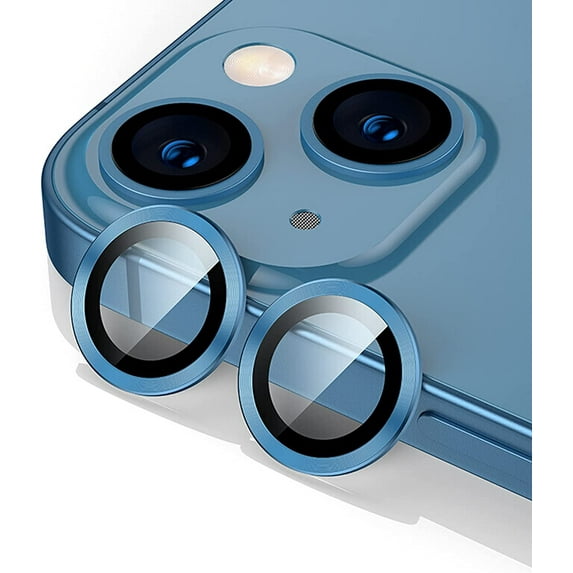For Apple iPhone 13 / iPhone 13 Mini Metal Ring Crystal Tempered Glass Camera Len Protector Cover Black