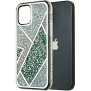 For Apple iPhone 14 (6.1") Glitter Bling Diamond Rhinestone Sparkly Bumper Fashion Shiny Cute Fancy Hybrid Rugged Cover ,Xpm Phone Case [ Green ]