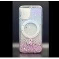 thumbnail image 1 of For Apple iPhone 14 (6.1") Gradient Clear Hybrid with MagSafe Compatible Glitter Stars Flakes Luxury Bling TPU PC Case Cover fit iPhone 14 - Purple Pink, 1 of 6