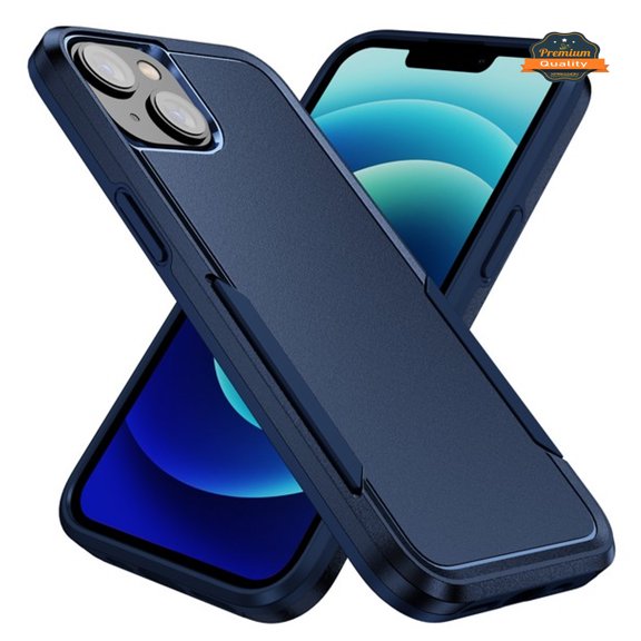 For Apple iPhone 14 (6.1") Hybrid Bumper Rugged Dual Layer Heavy-Duty Military-Grade Rubber TPU Defender Protective Phone Case Cover by Xpression - Blue
