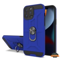 For Apple iPhone 14 (6.1") Hybrid Ring Stand [360° Rotatable Ring Holder Magnetic Kickstand] Rubber TPU Shockproof Phone Case Cover by Xpression - Blue