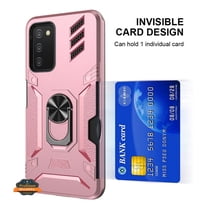 For Apple iPhone 14 (6.1") Invisible Wallet Credit Card Holder with Ring Stand Kickstand Heavy Duty Slim Shockproof Hybrid Phone Case Cover by Xpression - Rose Gold