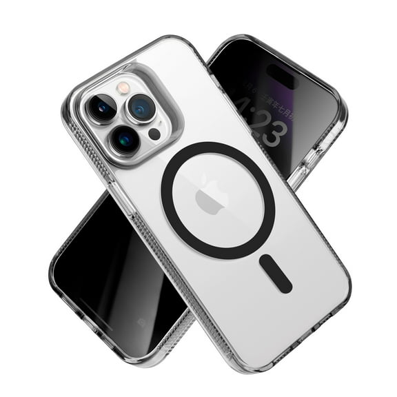 For Apple iPhone 14 (6.1") MagSafe Compatible Integrated Technology Clean Transparent Thick Hybrid Armor TPU Frame Cover ,Xpm Phone Case [ Black ]