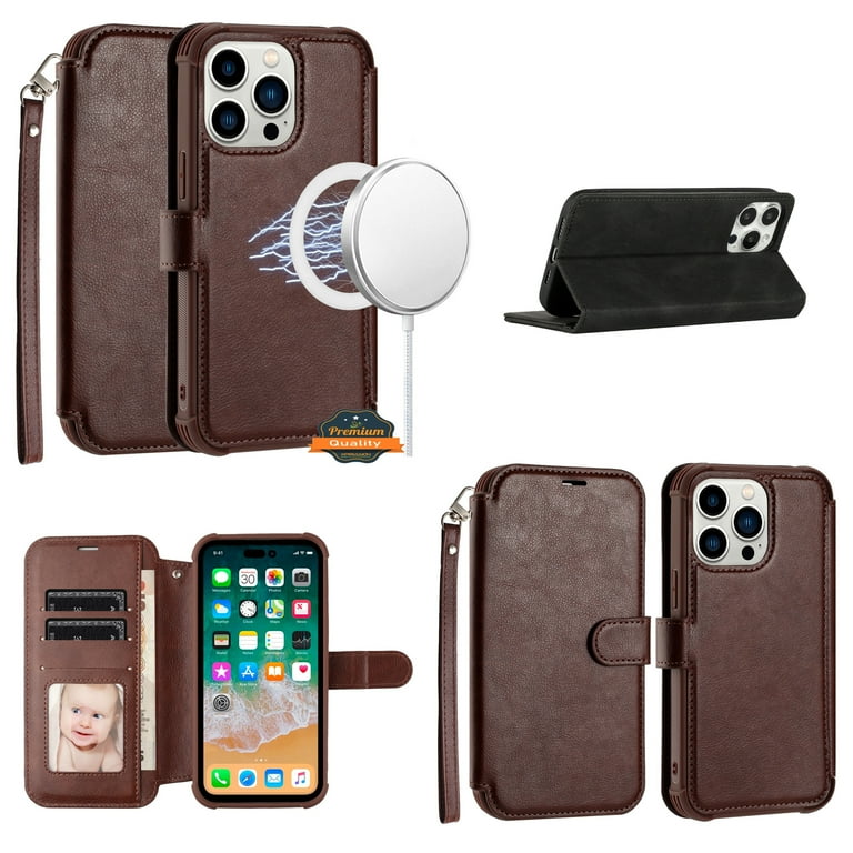 For Apple iPhone 14 Magnetic Wallet with ID and Credit