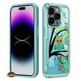 thumbnail image 1 of For Apple iPhone 14 (6.1") Pattern Design Hybrid Bumper Rugged Dual Layer Heavy-Duty Military-Grade TPU Hard Phone Case Cover by Xpression - Blue Owl, 1 of 10