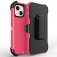 thumbnail image 1 of For Apple iPhone 14 6.1 inch Heavy Duty Armor Shockproof Protective Hybrid Case Cover With Clip Pink/White, 1 of 3