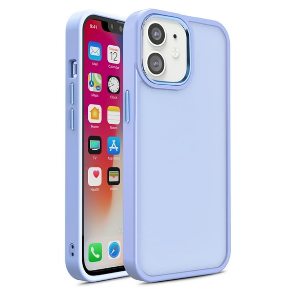 For Apple iPhone 14 6.1 inch Slim Matte Colored Frame Shockproof Hybrid Case Cover Purple