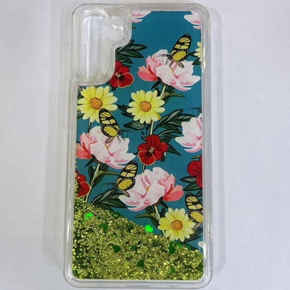 For Apple iPhone 14 Max (6.7") Quicksand Glitter Design Colorful Waterfall Liquid Floating Sparkle Bling Rubber Hard Phone Case Cover by Xpression - Blooming Flowers