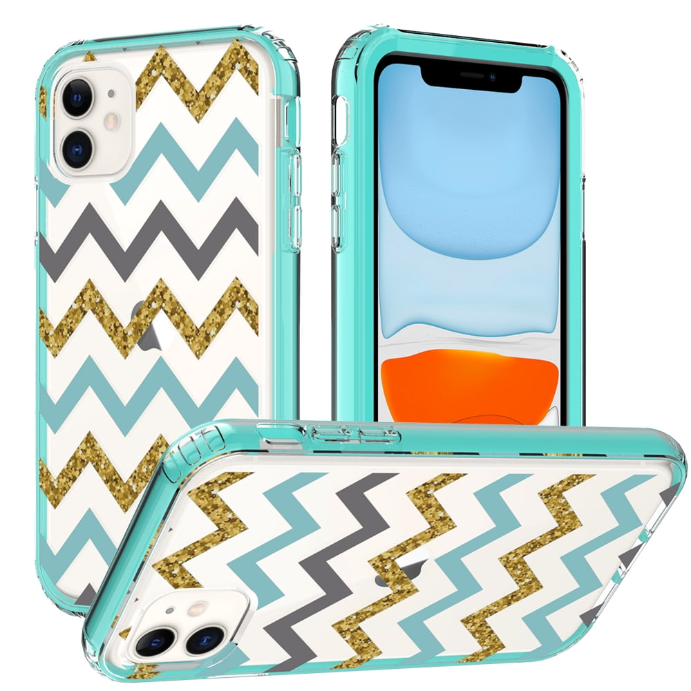 For Apple iPhone 14 Plus (6.7") Beautiful Design 3in1 Hybrid Triple Layer  Armor Hard PC Plastic Rubber Frame Cover ,Xpm Phone Case [ Teal Chevron ] -  Walmart.com