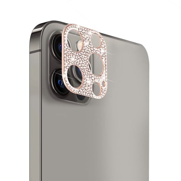 For Apple iPhone 14 Plus (6.7") Camera Lens Zinc Alloy With Diamond Bling Glitter Lens Protective Camera Decoration Cover ,Xpm Screen Protector [ Rose Gold ]
