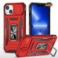 thumbnail image 1 of For Apple iPhone 14 Plus (6.7") Cases Kickstand & Slide Camera Lens Protection + 360° Rotate Ring Stand, Hybrid Shockproof Phone Case Cover by Xpression - Red, 1 of 9