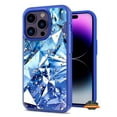 thumbnail image 1 of For Apple iPhone 14 Plus /6.7" Pattern Design Bling Glitter Shockproof Hybrid Soft TPU Frame and Hard PC Back Slim Phone Case Cover by Xpression - Marble Blue, 1 of 7