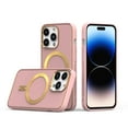 thumbnail image 1 of For Apple iPhone 14 Plus (6.7") Ultimate PU Leather Hybrid with MagSafe Compatible Bumper Gold Frame Protection Cover ,Xpm Phone Case [ Pink ], 1 of 6