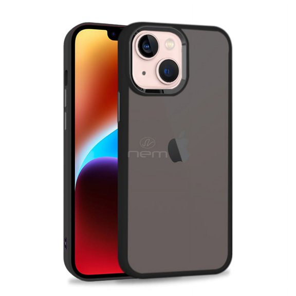 For Apple iPhone 14 Plus 6.7 inch Chrome Cam Bumper Matte Shockproof Protective Hybrid Case Cover Black