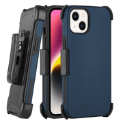 For Apple iPhone 14 Plus 6.7 inch Impact Dual Layer Protective Shockproof Hybrid Case Cover With Clip Blue