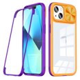 thumbnail image 1 of For Apple iPhone 14 Plus 6.7 inch Transparent Crystal Build-in Screen Slide Lens Shockproof Protective Hybrid Case Cover Yellow, 1 of 5