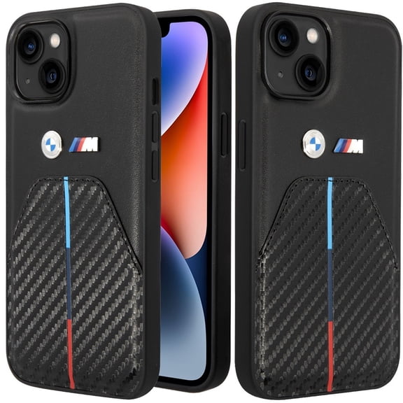 For Apple iPhone 14 Plus - (BMW) - M HC PU CARBON METAL LOGOS BLACK (BMW#3)