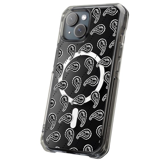 For Apple iPhone 14 Plus, MagSafe Rugged Case, Black Bandana 3 Print ...