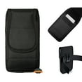 thumbnail image 1 of For Apple iPhone 14 Plus Pouch Case Universal Vertical Canvas Built in Credit Card ID Slot and Belt Clip Loop Holster Cell Phone Holder Cover - Black, 1 of 7