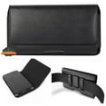 thumbnail image 1 of For Apple iPhone 14 Plus (6.7") Universal Leather Belt Holster Horizontal Pouch Phone Holder with Belt Loop / Clip Waistband (X-Large) Cover - Black, 1 of 8