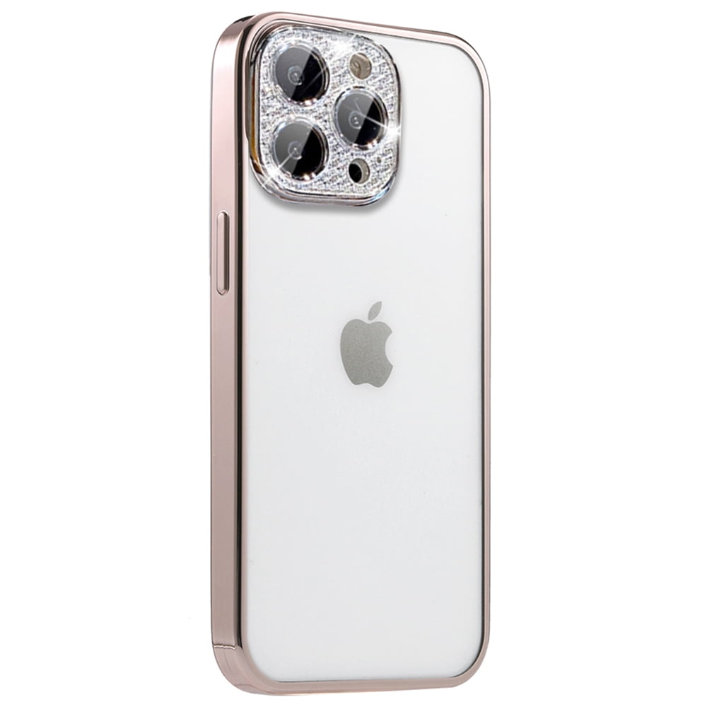Apple Logo Case for iPhone 14 Pro Golden Camera Frame –