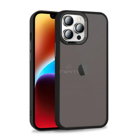 For Apple iPhone 14 Pro 6.1 inch Chrome Cam Bumper Matte Shockproof Protective Hybrid Case Cover Black