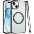 thumbnail image 1 of For Apple iPhone 14 Pro Case, Transparent Back Hybrid Case - Magnetic Circle, Color Frame, Metal Buttons, MagSafe Compatible Phone Cover (Black), 1 of 10