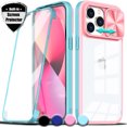 thumbnail image 1 of For Apple iPhone 14 Pro Case With Built In Screen Protector, Camera Lens Cover, Anti Yellow Clear 360 Degree Full-Body Protective Cover, 1 of 7