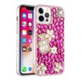 thumbnail image 1 of For Apple iPhone 14 Pro Max (6.7") Bling Crystal 3D Full Diamond Luxury Transparent Rhinestone Hybrid Cover ,Xpm Phone Case [ Hot Pink Pearl Flowers Perfume ], 1 of 5