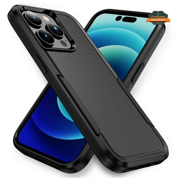 For Apple iPhone 14 Pro Max (6.7") Hybrid Bumper Rugged 2in1 Heavy-Duty Military-Grade Rubber TPU Defender Protective Phone Case Cover by Xpression - Black