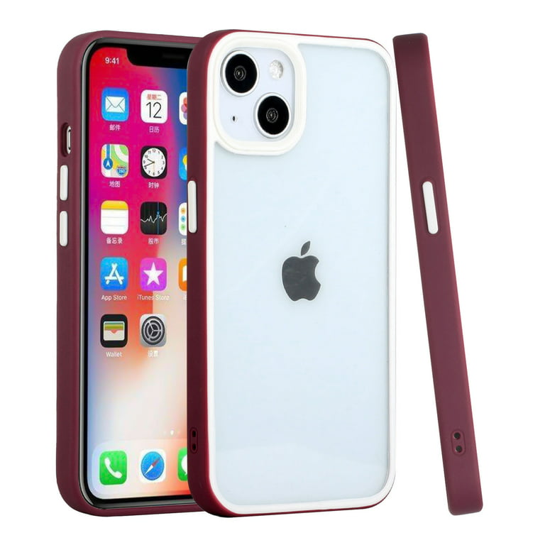 For Apple iPhone 14 Pro Max (6.7) Hybrid Transparent Colored Frame Bumper  Hard Back Shockproof Slim TPU Silicone Cover ,Xpm Phone Case [ Burgundy ] 