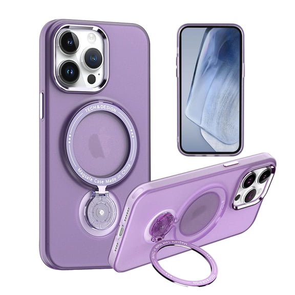 For Apple iPhone 14 Pro Max (6.7") Premium Case with MagSafe Compatible Wireless Charging Stand Hybrid PC Shockproof Case Cover fit iPhone 14 Pro Max - Purple