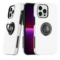 thumbnail image 1 of For Apple iPhone 14 Pro Max 6.7 inch Metal Ring Stand Magnetic Car Mount Hybrid Impact Protective Shockproof Case Cover White, 1 of 4