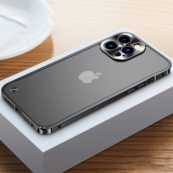 For Apple iPhone 14 Pro Max Case Shockproof Aluminium Metal Frame Matte Clear Back Case Armor Cover