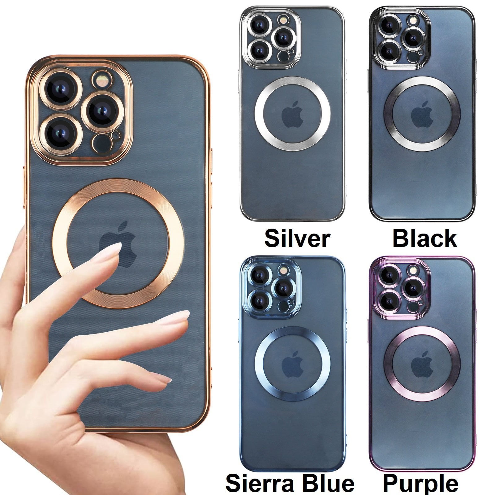 For Apple iPhone 14 Pro Max Clear Case Slim Plating Mag Safe