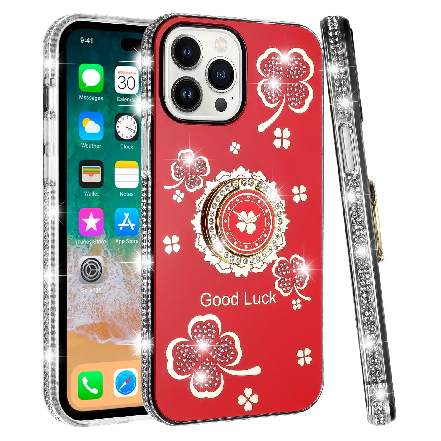 For Apple iPhone 14 Pro Max Diamonds Bling All Around Edges