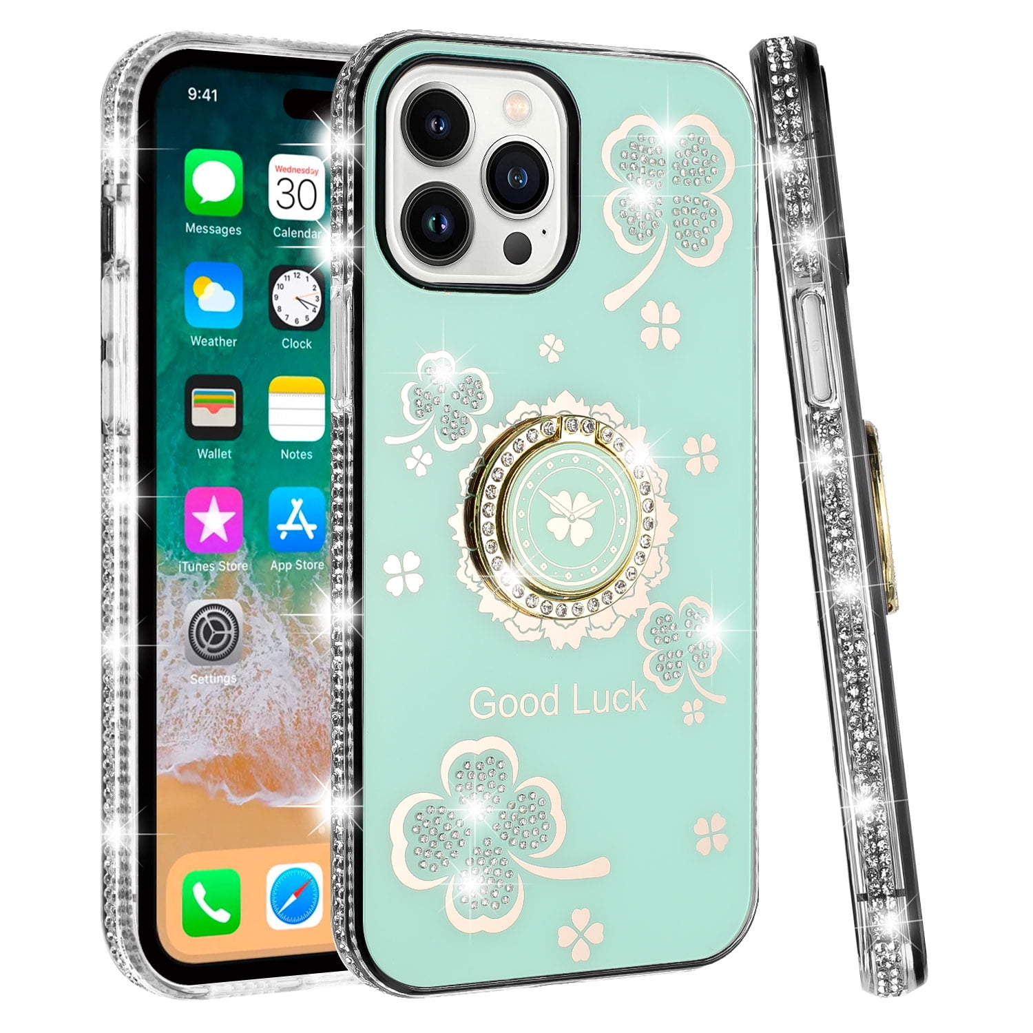 For Apple iPhone 14 Pro Max Diamonds Bling All Around Edges
