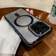 thumbnail image 1 of For Apple iPhone 14 Pro Max Magsafe Case Bling Glitter Plating TPU Diamond Frame Shockproof Soft Cover, 1 of 3
