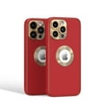 thumbnail image 1 of For Apple iPhone 14 Pro Max PU UV Leather Design Hybrid with Chrome Circle PC Hard Shockproof Bumper Full Body Protective Cover ,Xpm Phone Case [ Red / Gold ], 1 of 4