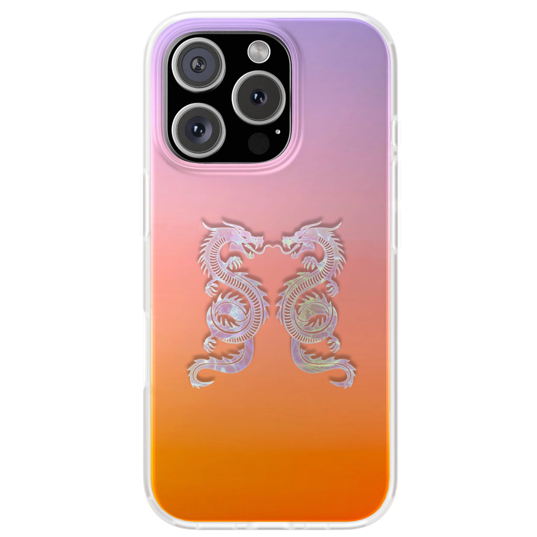 For Apple iPhone 14 Pro, Soft Matte Case, Dragon Pair Print, USA ...
