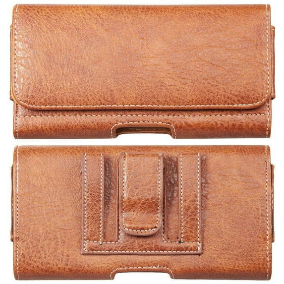 For Apple iPhone 15 14 13 Pro Max 15 14 Plus Leather Carrying Case Holster with Belt Clip Loop Phone Pouch Case Cover - Brown