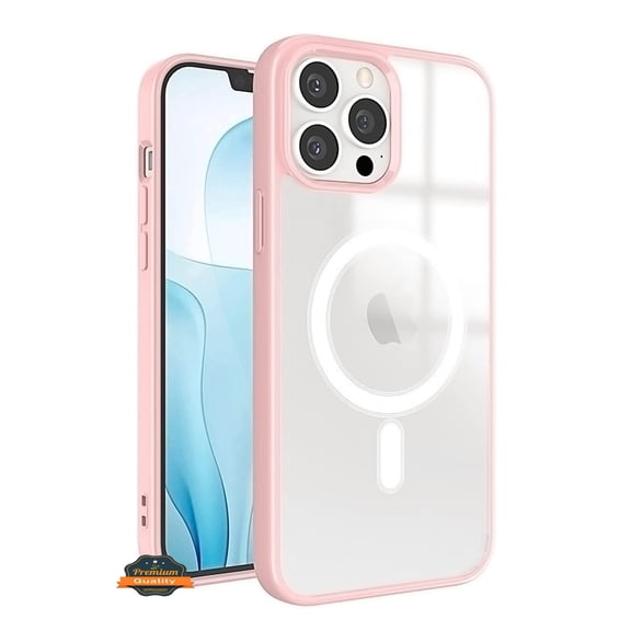 For Apple iPhone 15 (6.1") Hybrid Clear Transparent Colors Edge Bumper with Magsafe Compatible, Ultra Slim Hard PC Phone Case Cover by Xpression - Pink