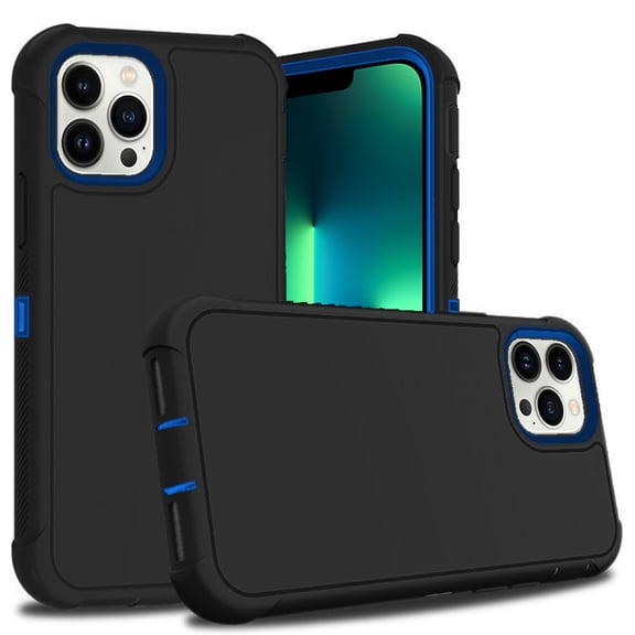For Apple iPhone 15 6.1 inch Slim Dual layer Shockproof Protective Defender Armor Hybrid Case Cover Black/Blue